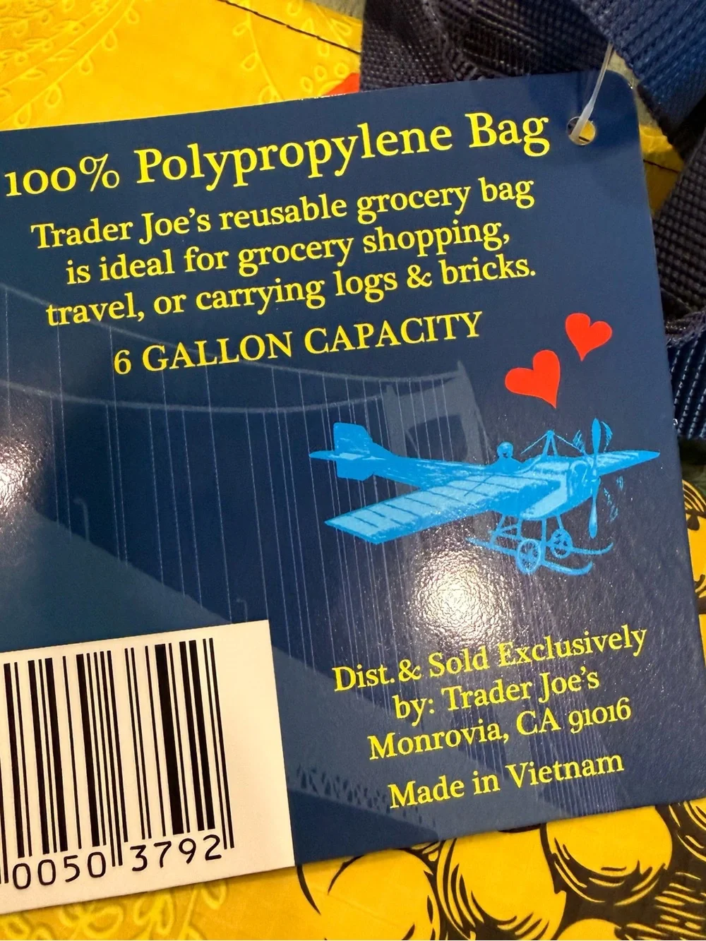 Trader Joe’s Northern California Reusable Grocery Shopping Tote Bag 6 Gallon NWT